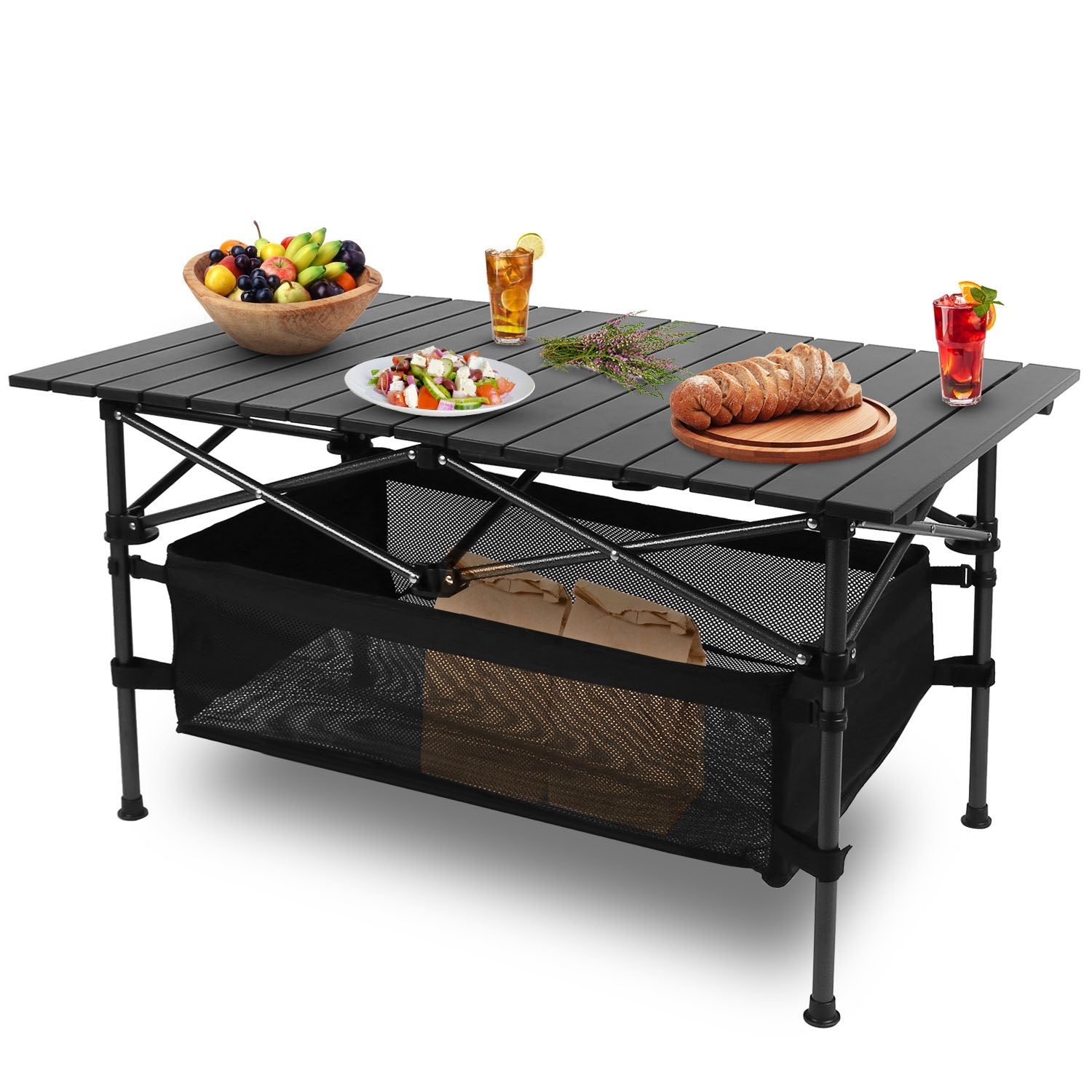1Pc Folding Camping Table Portable Lightweight Aluminum Roll-up Picnic BBQ Desk With Carrying Bag For Outdoor Beach Backyard Party Patio Fedex Shipping