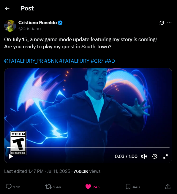 Cristiano Ronaldo Launches New Game Mode Featuring His Journey—Coming July 15